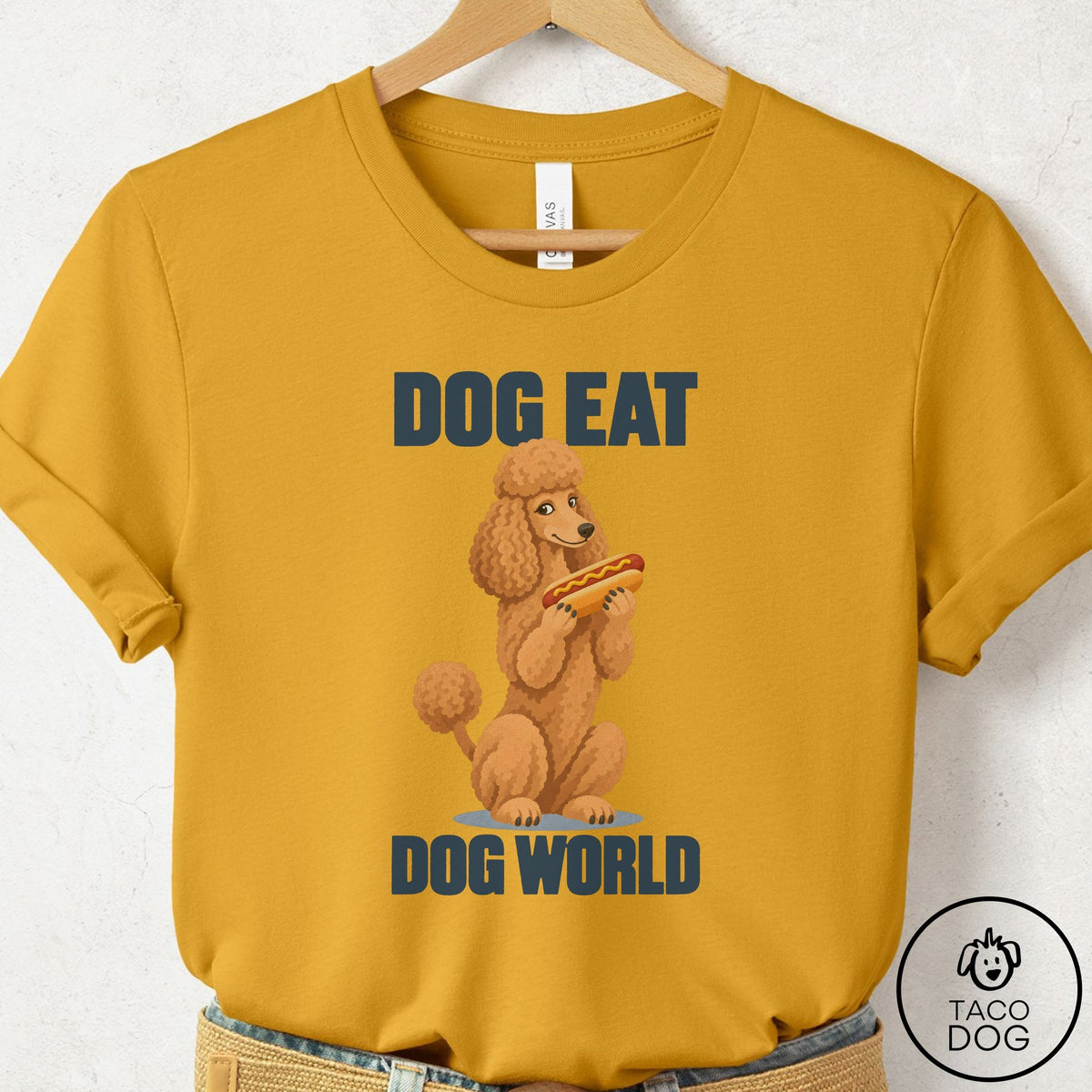 Poodle Dog Eat Dog T-Shirt Mustard Taco-Dog