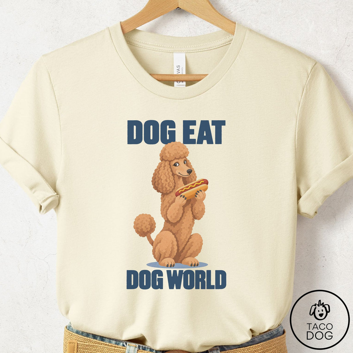 Poodle Dog Eat Dog T-Shirt Natural Taco-Dog