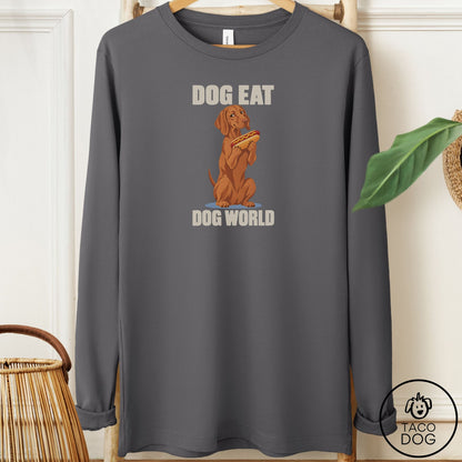 Vizsla Dog Eat Dog Long Sleeve Tee Asphalt Taco-Dog