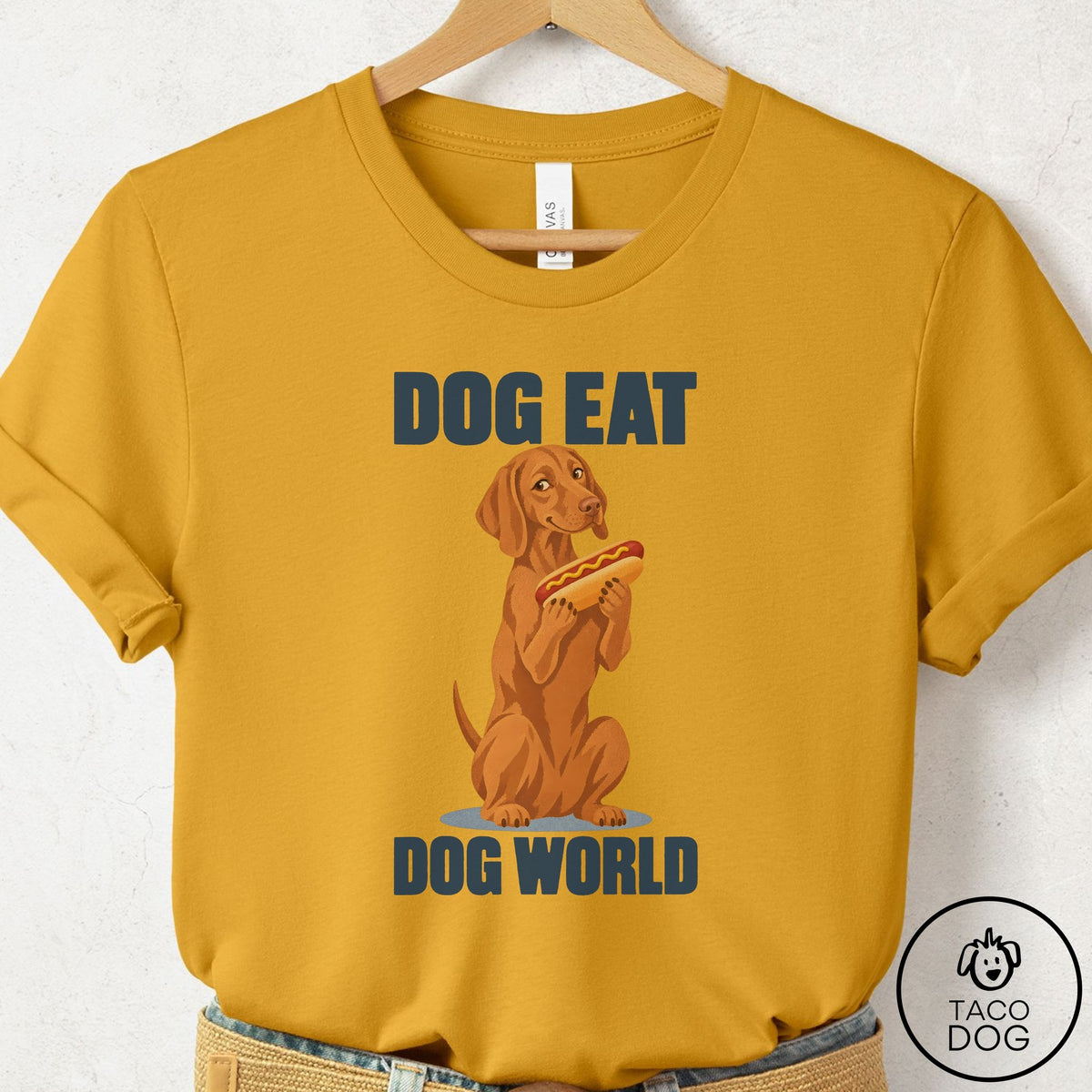 Vizsla Dog Eat Dog T-Shirt Mustard Taco-Dog