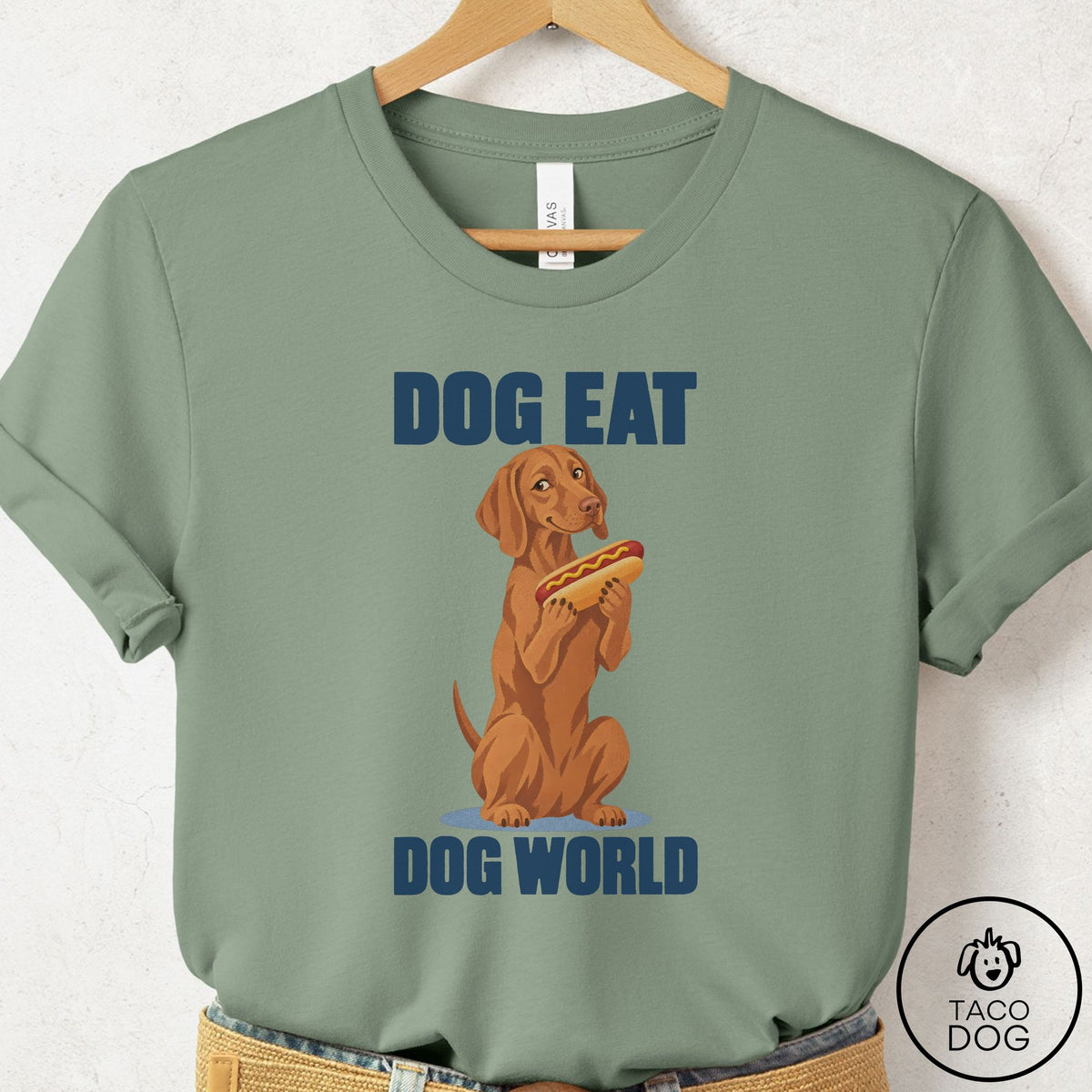 Vizsla Dog Eat Dog T-Shirt Sage Taco-Dog