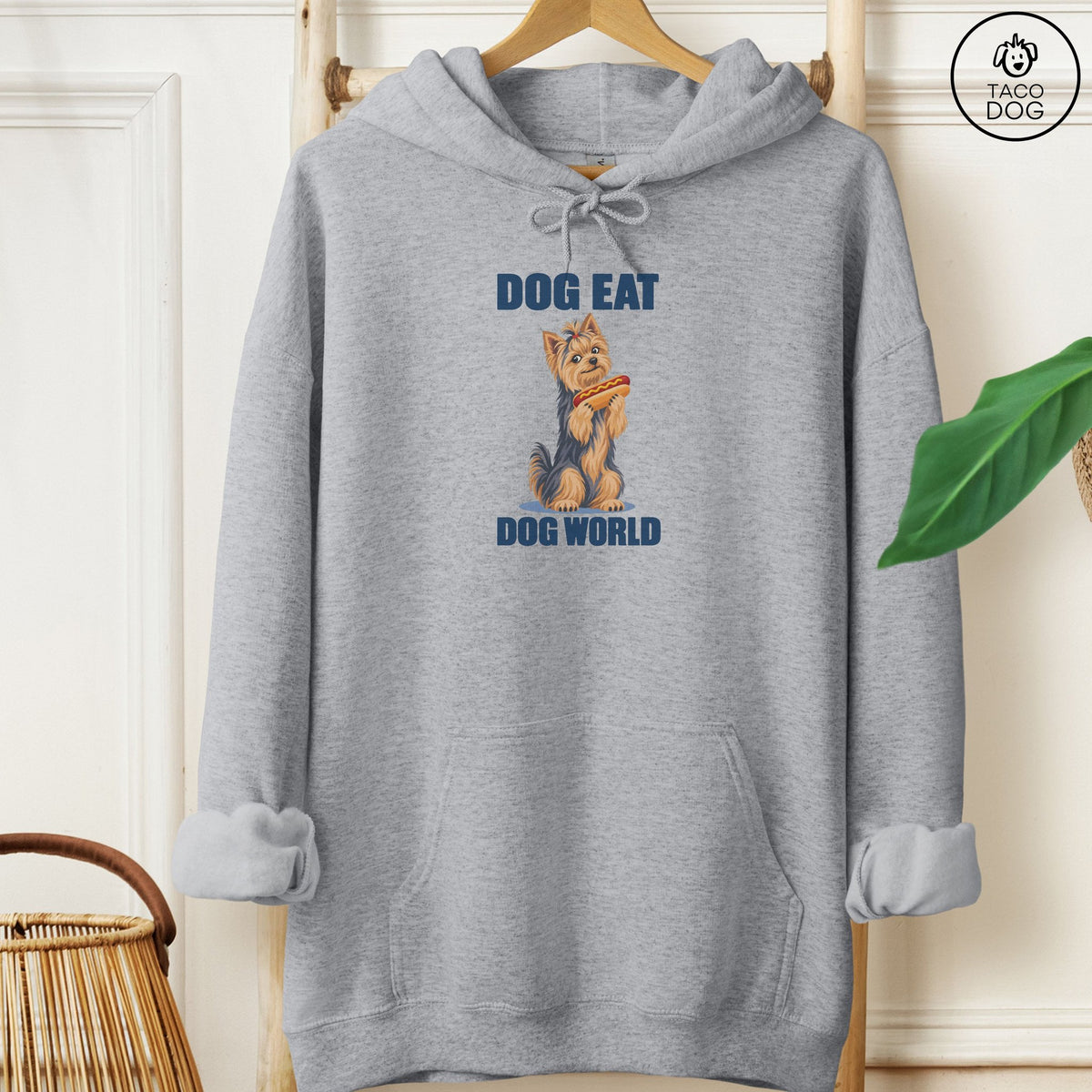 Yorkshire Terrier Yorkie Dog Eat Dog Hoodie Graphite Heather Taco-Dog