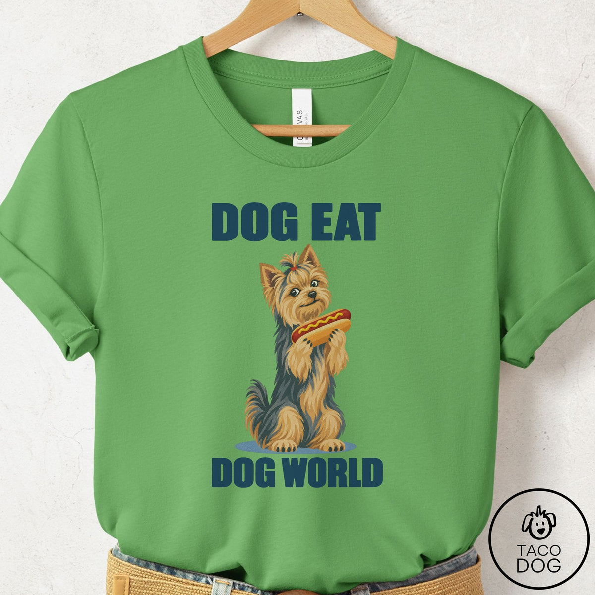 Yorkshire Terrier Yorkie Dog Eat Dog T-Shirt Leaf Taco-Dog