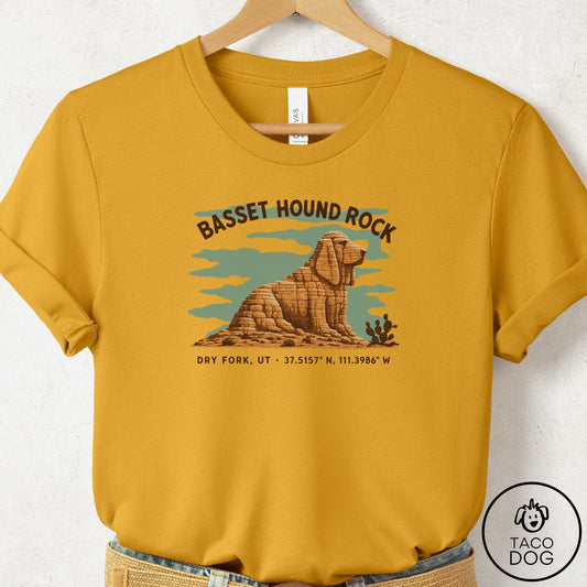 Basset Hound Dog Rock T-Shirt Mustard Taco-Dog