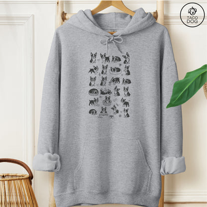 Boston Terrier Doodles Hoodie Graphite Heather Taco-Dog