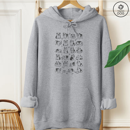 English Bulldog Doodles Hoodie Graphite Heather Taco-Dog