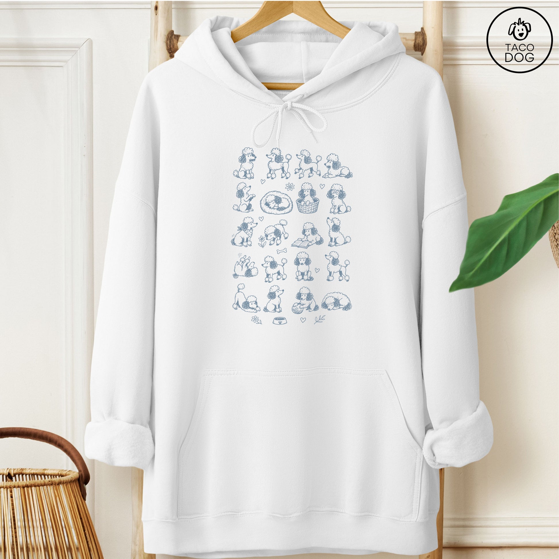 Poodle Doodles Hoodie White Taco-Dog