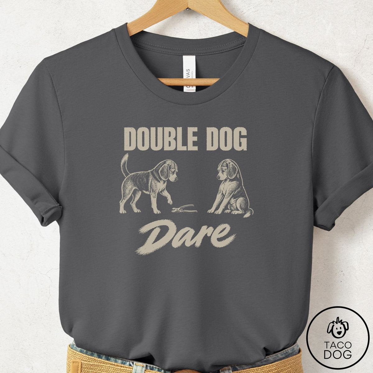 Beagle Double Dog Dare T-Shirt Asphalt Taco-Dog