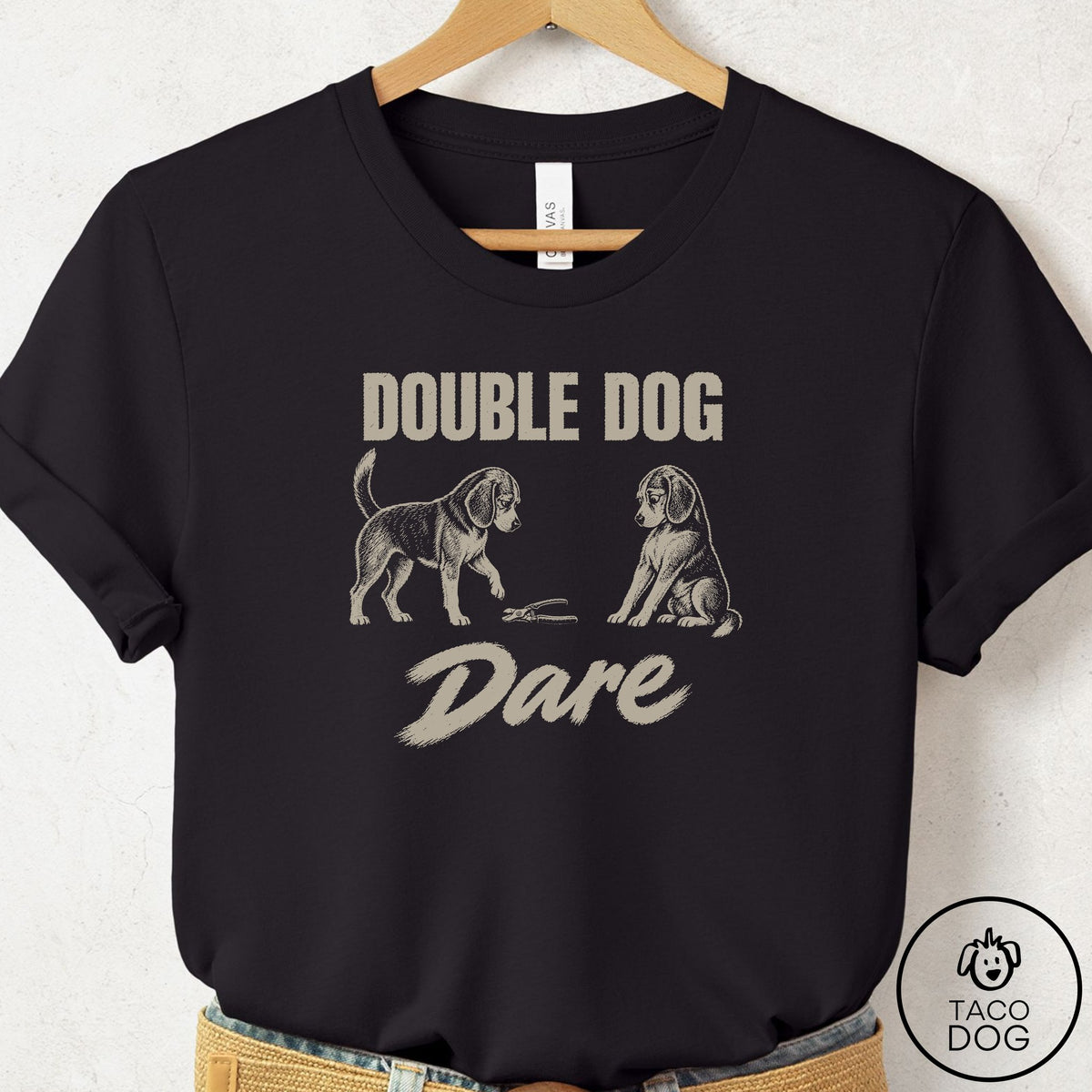 Beagle Double Dog Dare T-Shirt Black Taco-Dog
