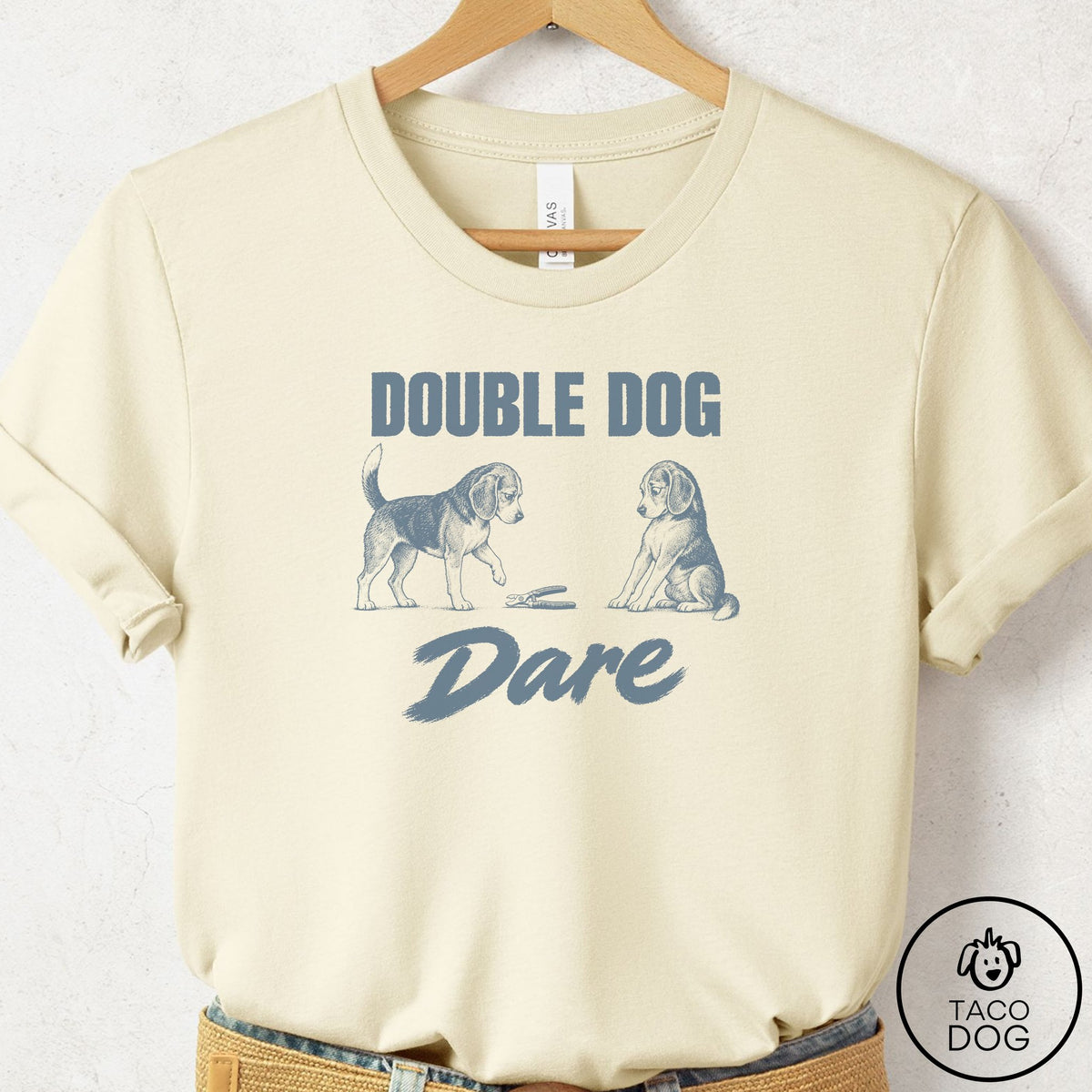 Beagle Double Dog Dare T-Shirt Natural Taco-Dog