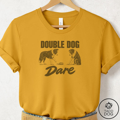 Border Collie Double Dog Dare T-Shirt Mustard Taco-Dog