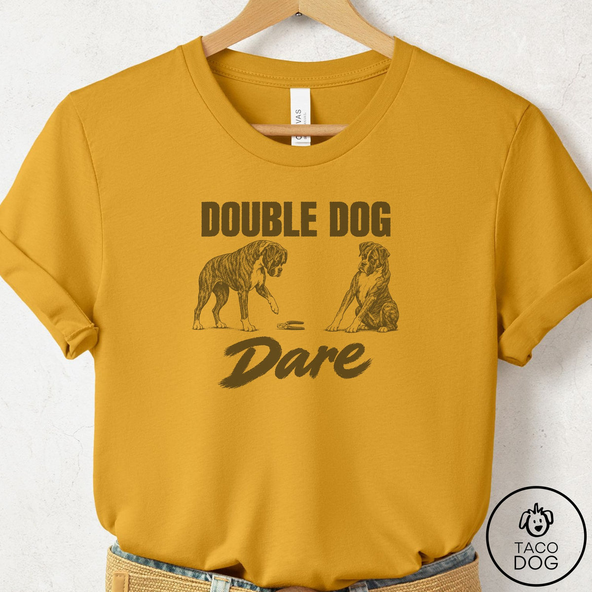 Boxer Double Dog Dare T-Shirt Mustard Taco-Dog
