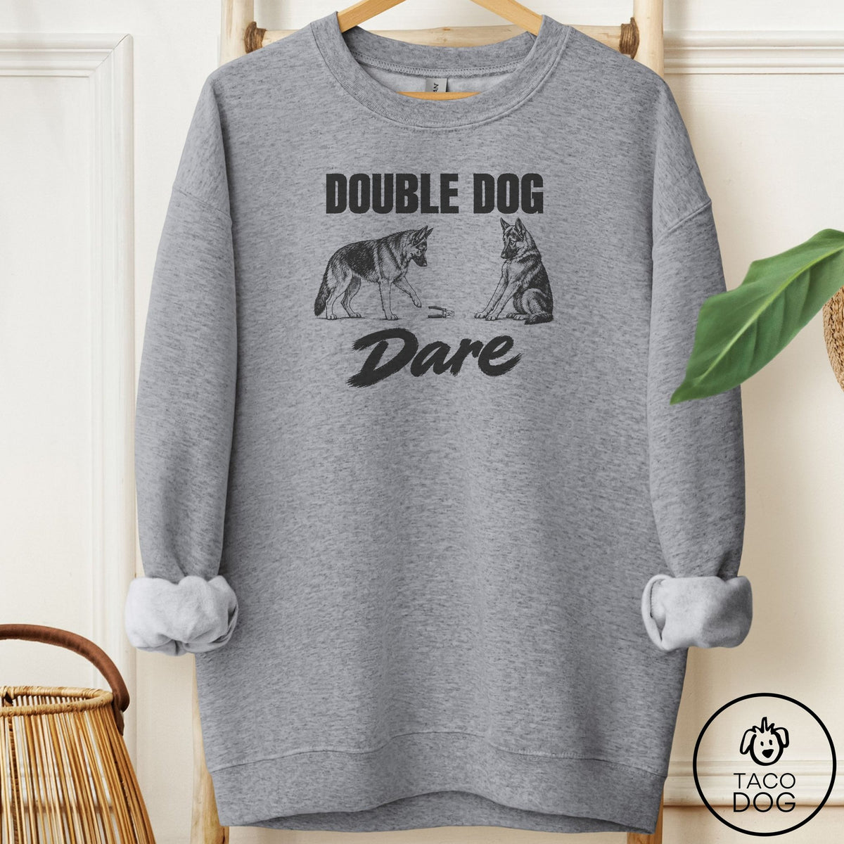 German Shepherd Double Dog Dare Sweatshirt Graphite Heather Taco-Dog