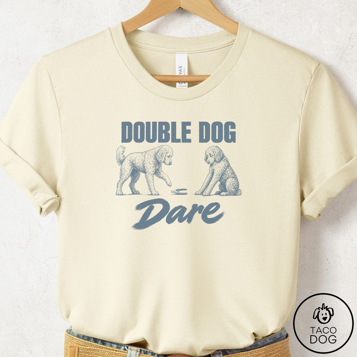 Doodle Double Dog Dare T-Shirt Natural Taco-Dog
