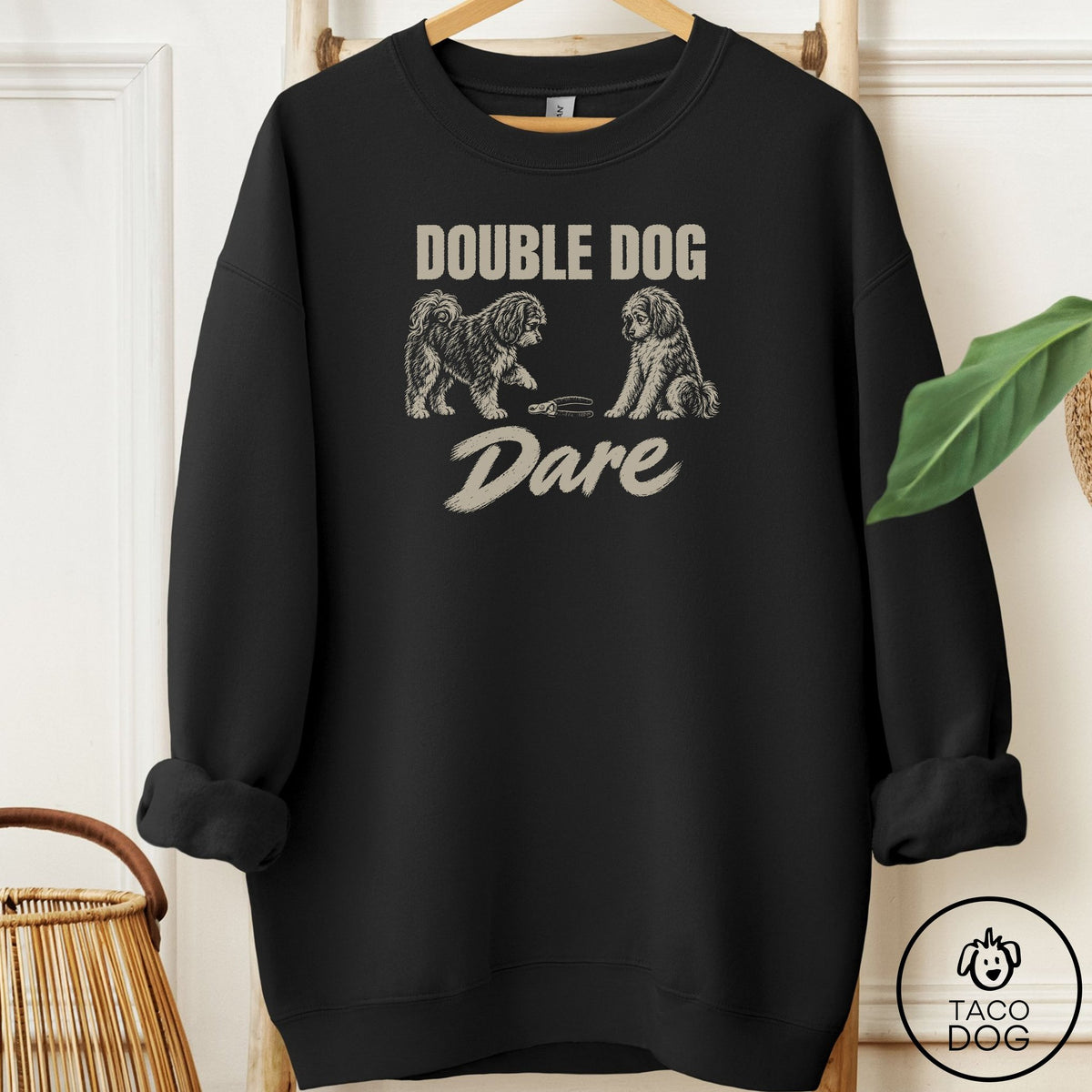 Havanese Double Dog Dare Sweatshirt Black Taco-Dog