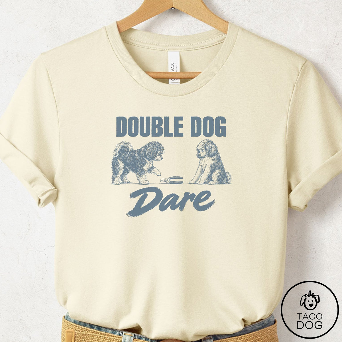 Havanese Double Dog Dare T-Shirt Natural Taco-Dog