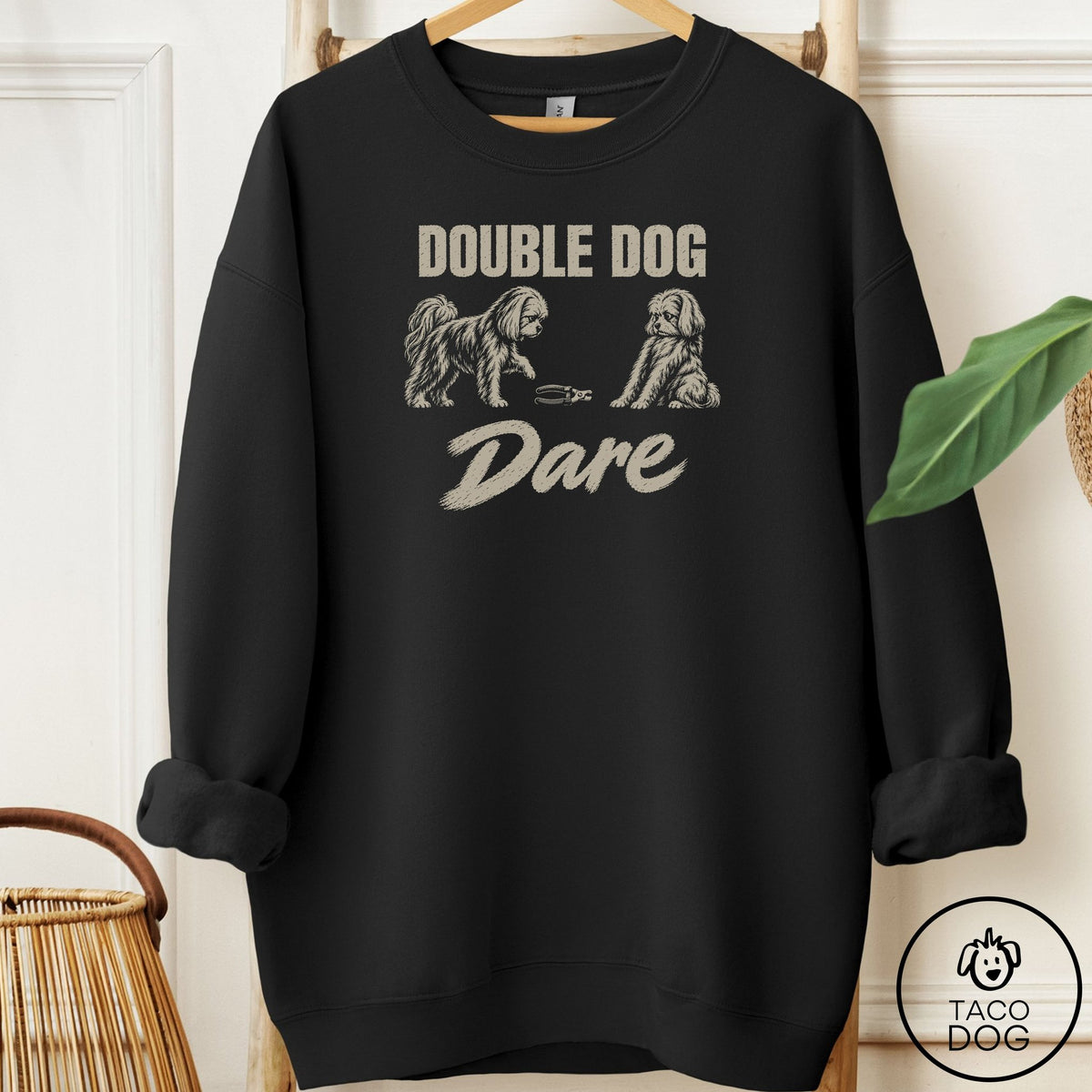 Maltese Double Dog Dare Sweatshirt Black Taco-Dog