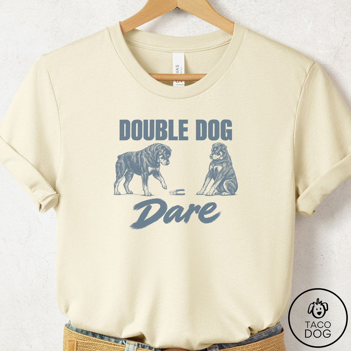 Rottweiler Double Dog Dare T-Shirt Natural Taco-Dog