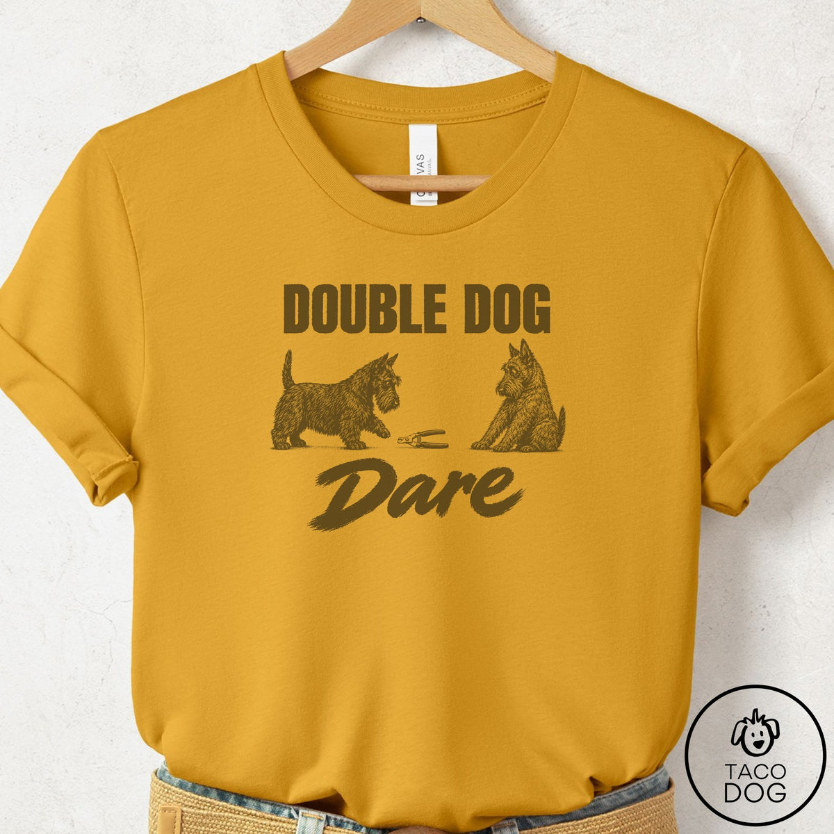 Scottie Double Dog Dare T-Shirt Mustard Taco-Dog