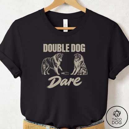 Shetland Sheepdog Double Dog Dare T-Shirt Black Taco-Dog