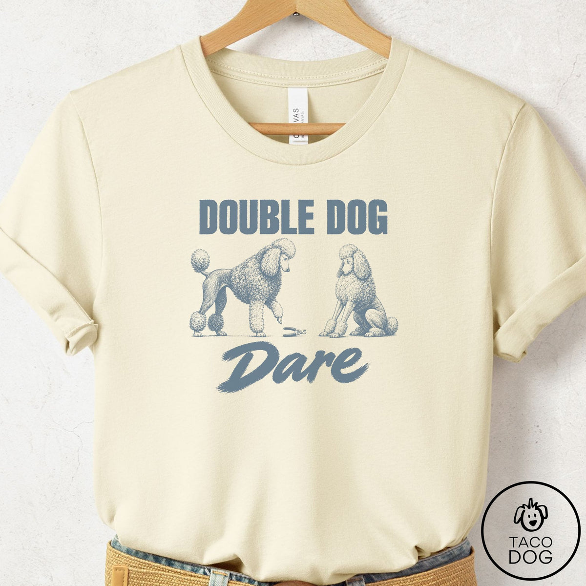 Poodle Double Dog Dare T-Shirt Natural Taco-Dog