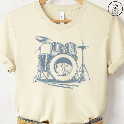 Bull Terrier Drum T-Shirt Natural Taco-Dog