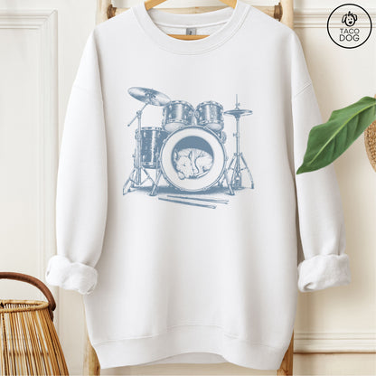 Bull Terrier Drum Sweatshirt White Taco-Dog