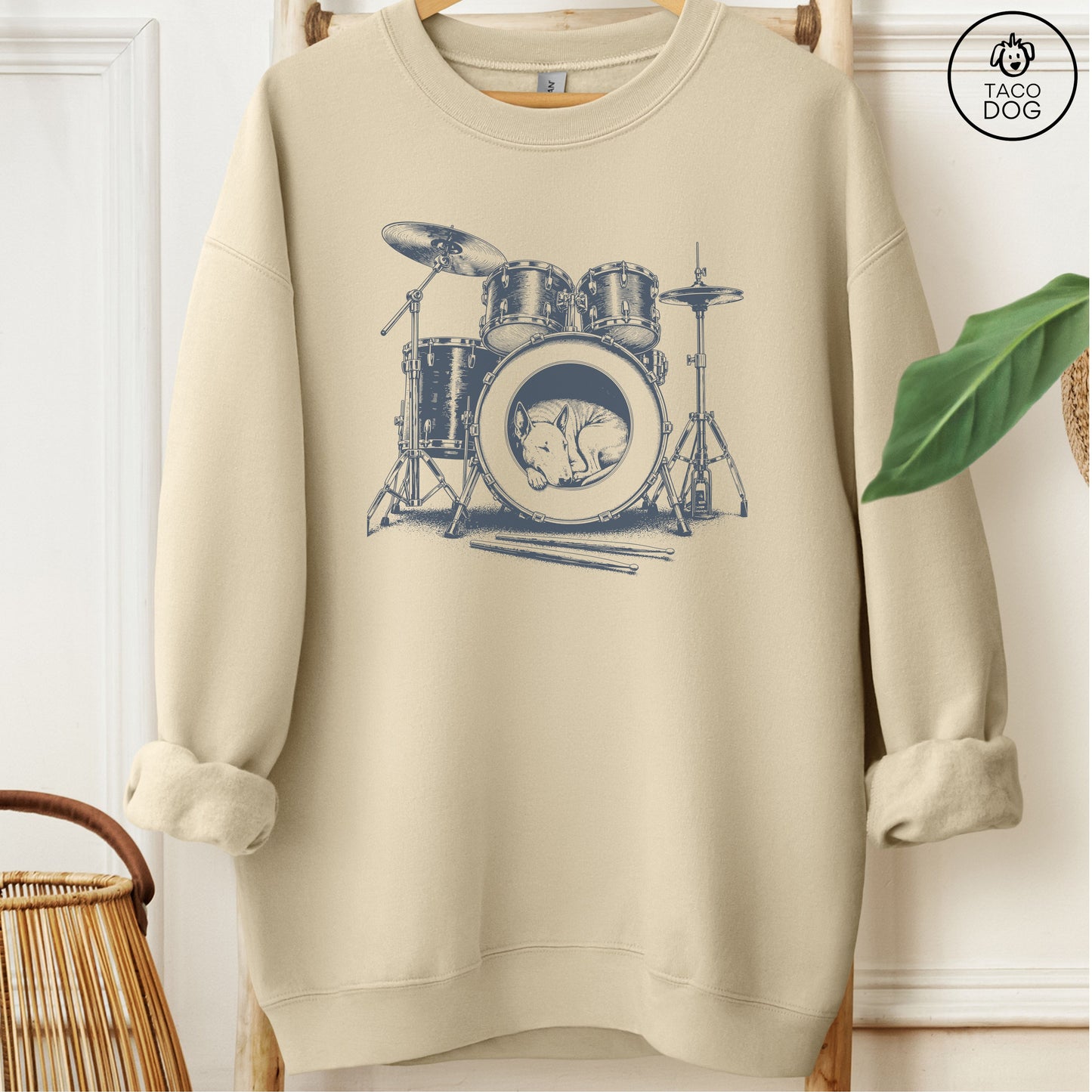 Bull Terrier Drum Sweatshirt Sand Taco-Dog