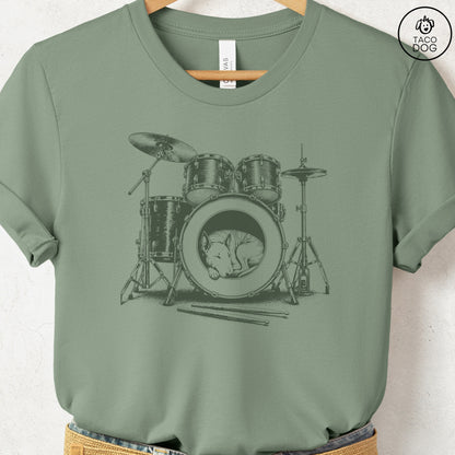 Bull Terrier Drum T-Shirt Sage Taco-Dog