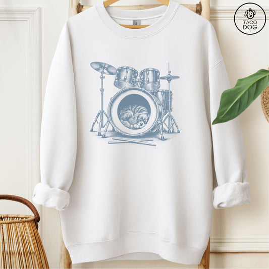 Cavalier King Charles Spaniel Drum Sweatshirt White Taco-Dog
