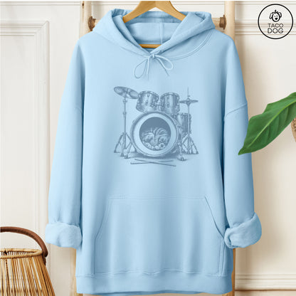 Cavalier King Charles Spaniel Drum Hoodie Light Blue Taco-Dog