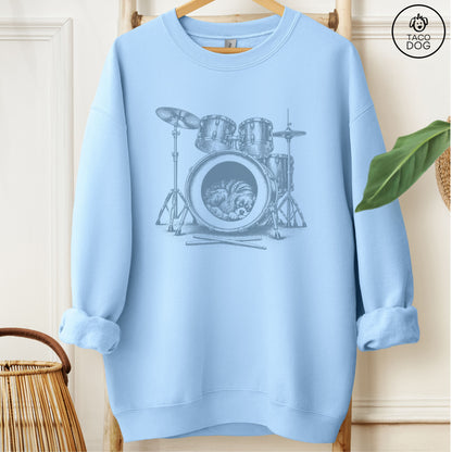 Cavalier King Charles Spaniel Drum Sweatshirt Light Blue Taco-Dog