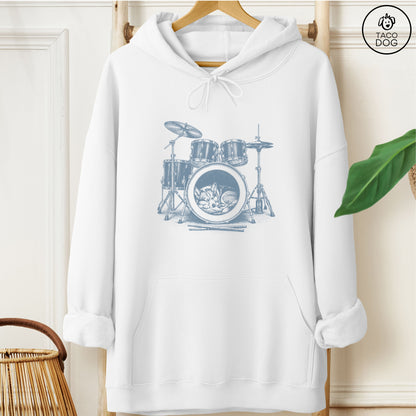 Corgi Drum Hoodie White Taco-Dog