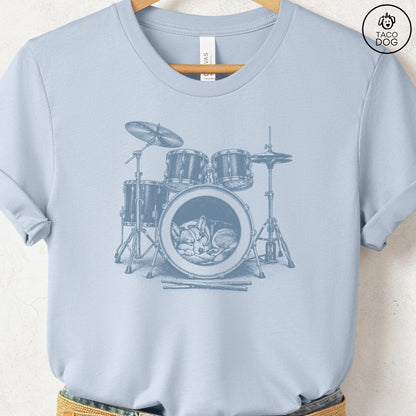 Corgi Drum T-Shirt Light Blue Taco-Dog