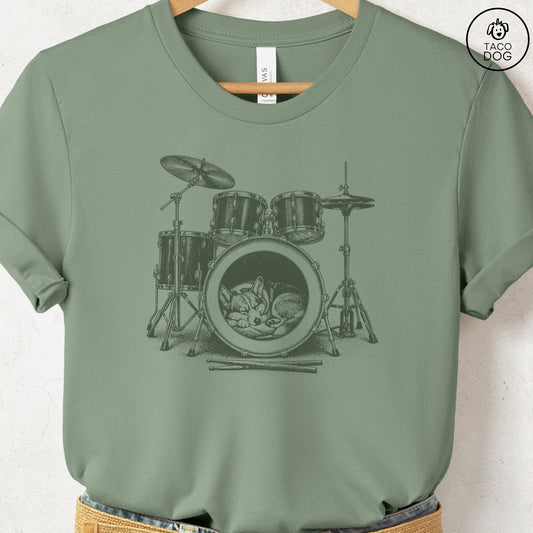 Corgi Drum T-Shirt Sage Taco-Dog