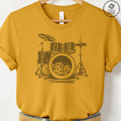 Corgi Drum T-Shirt Mustard Taco-Dog