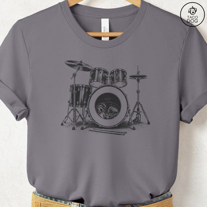Dachshund Drum T-Shirt Storm Taco-Dog