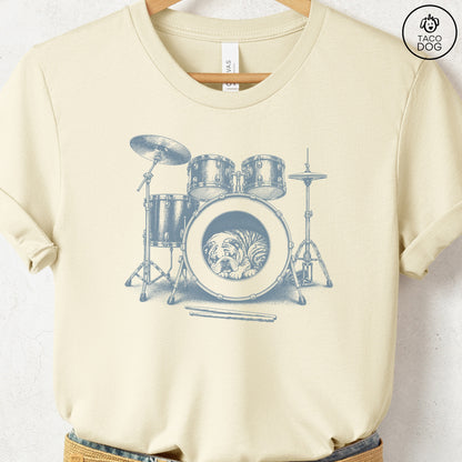 English Bulldog Drum T-Shirt Natural Taco-Dog