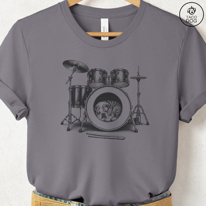 English Bulldog Drum T-Shirt Storm Taco-Dog