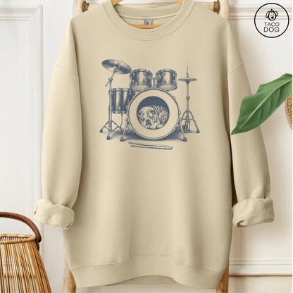 English Bulldog Drum Sweatshirt Sand Taco-Dog