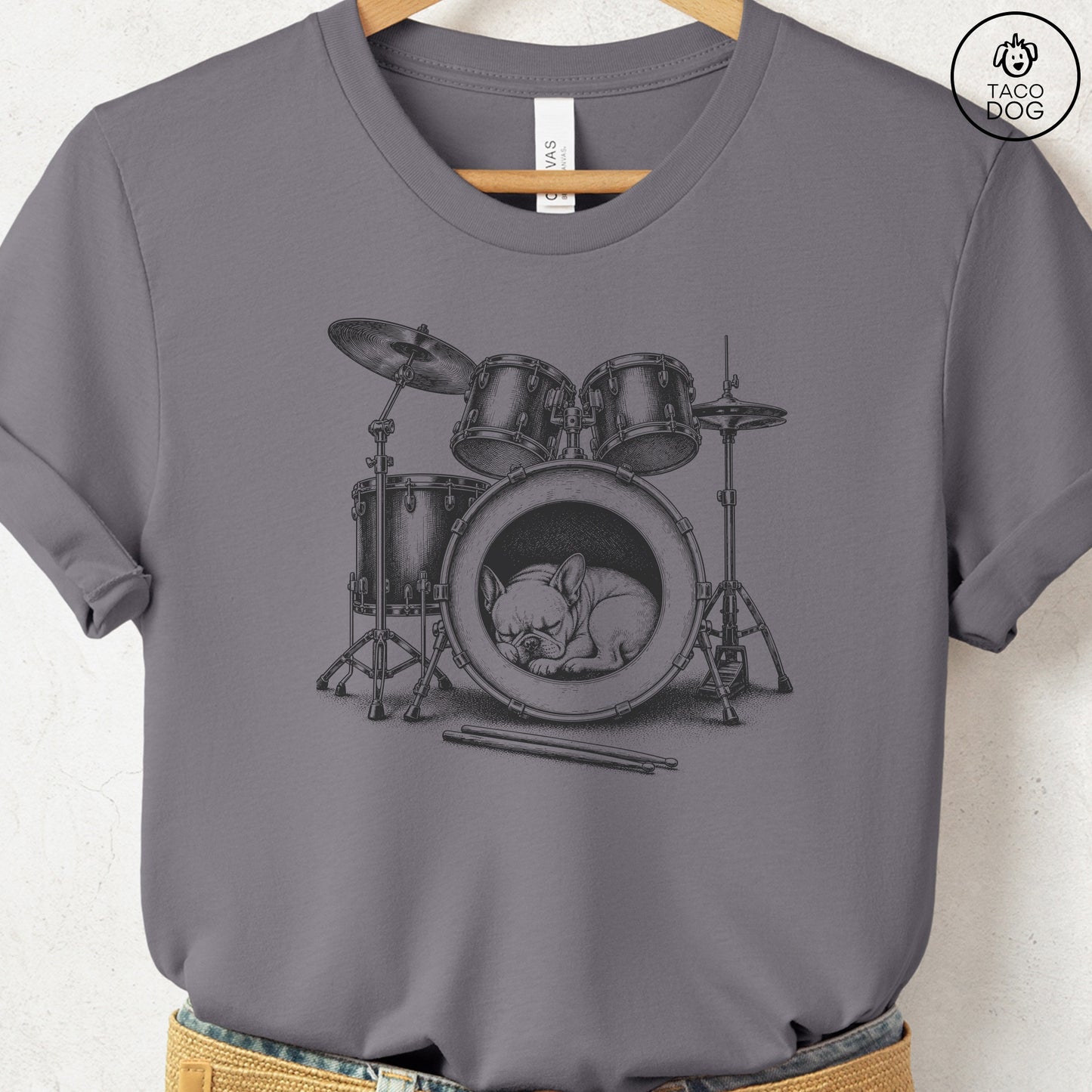 French Bulldog Frenchie Drum T-Shirt Storm Taco-Dog