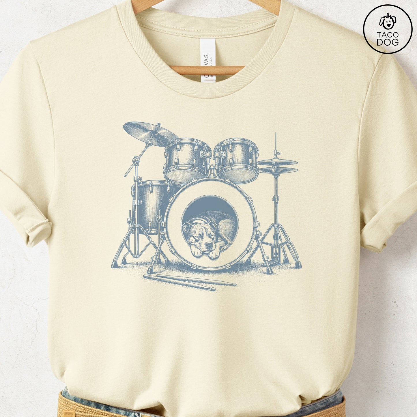 Pitbull Drum T-Shirt Natural Taco-Dog