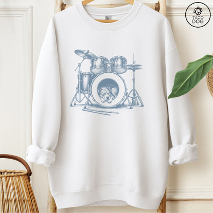 Pitbull Drum Sweatshirt White Taco-Dog