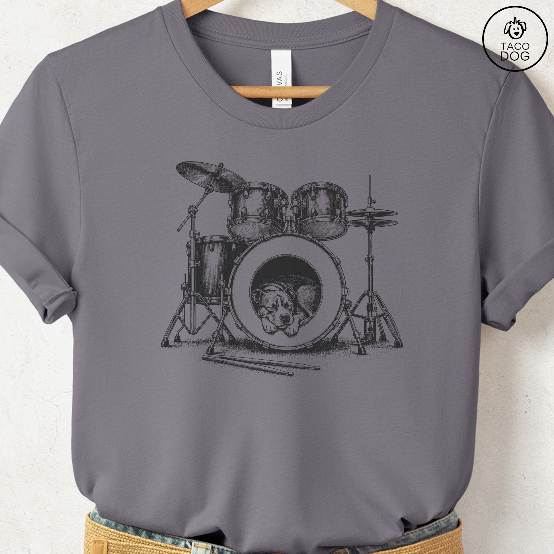 Pitbull Drum T-Shirt Storm Taco-Dog