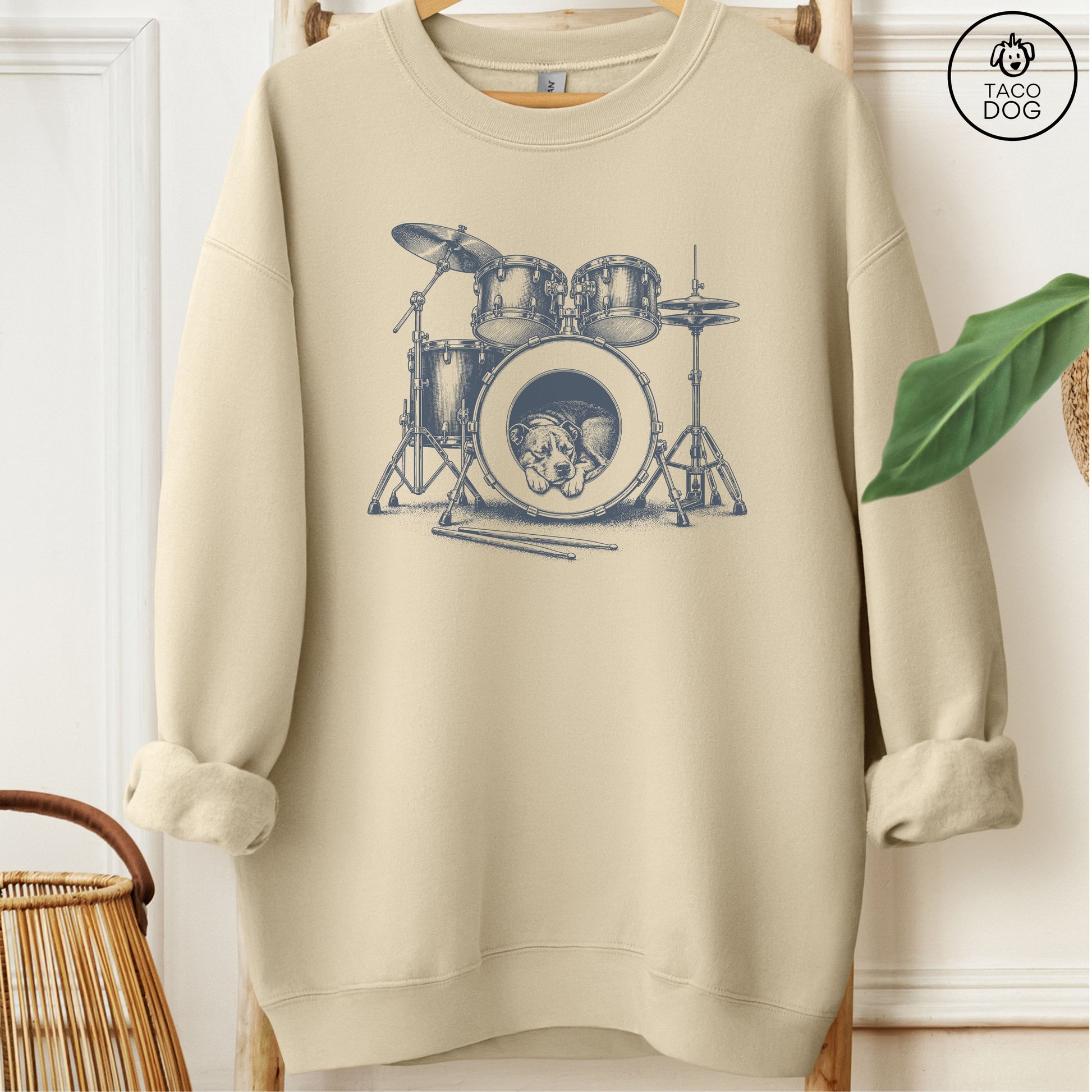 Pitbull Drum Sweatshirt Sand Taco-Dog