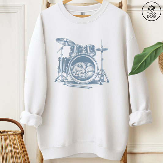 Pomeranian Drum Sweatshirt White Taco-Dog