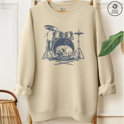 Pug Drum Sweatshirt Sand Taco-Dog