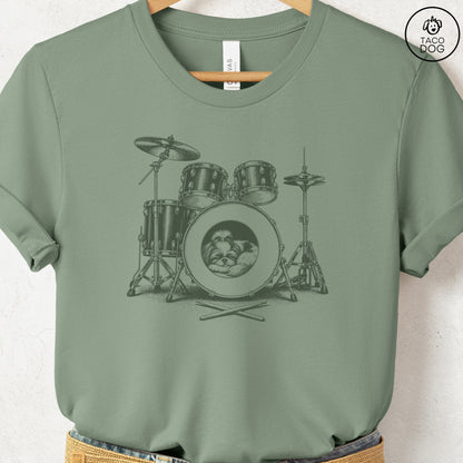 Shih Tzu Drum T-Shirt Sage Taco-Dog