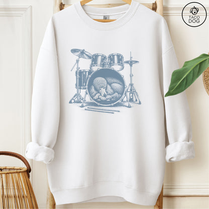 Poodle Drum Sweatshirt White Taco-Dog