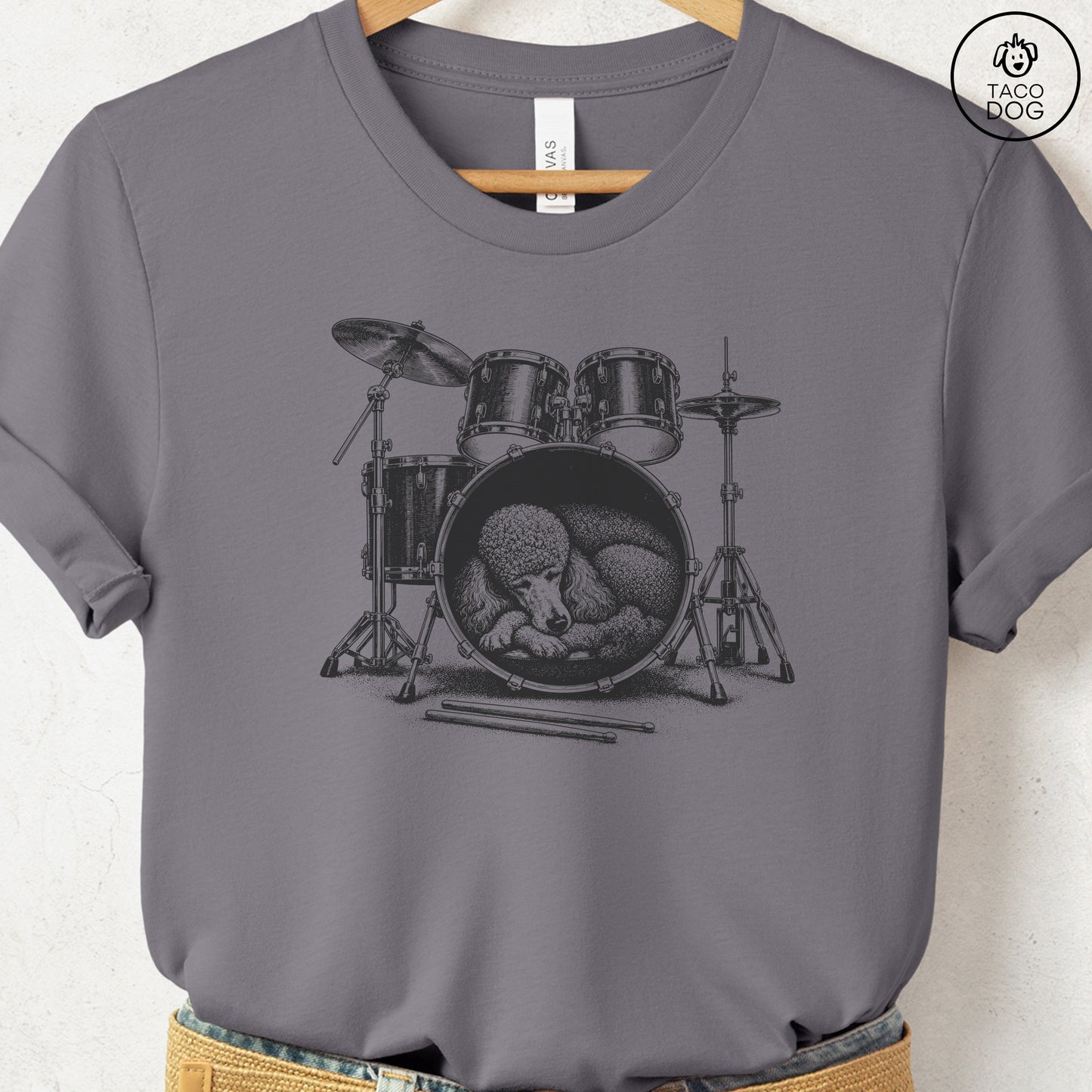 Poodle Drum T-Shirt Storm Taco-Dog
